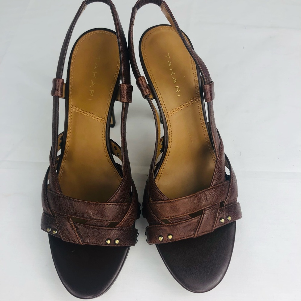 Tahari women shoe with open toe size-9 / brown